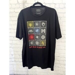 Game of Thrones Mens 2XL Black Graphic T-Shirt You Win Or You Die House Sigils